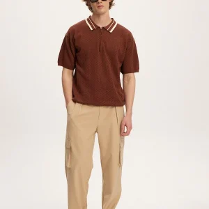 Chandail Knit Zip Polo Brun Rouille Kuwalla Tee