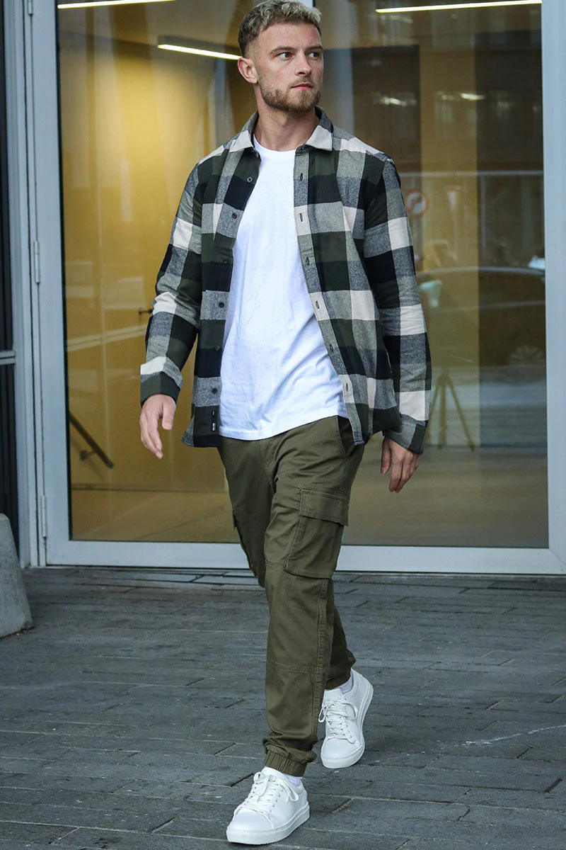 Only & Sons Cam Stage Cargo Cuff Pants Olive Night – Image 2