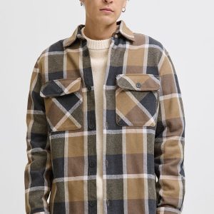 Jack & Jones Rayle Melange Check LS Overshirt Malt Ball