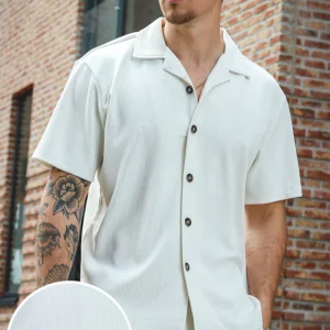 Selected Relax Plisse Resort SS Shirt Egret