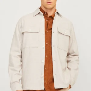 Jack & Jones Raymond Melange Solid LS Overshirt Summer Sand