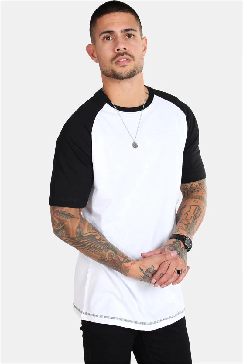 Basic Brand Raglan Tee White/Black – Image 3
