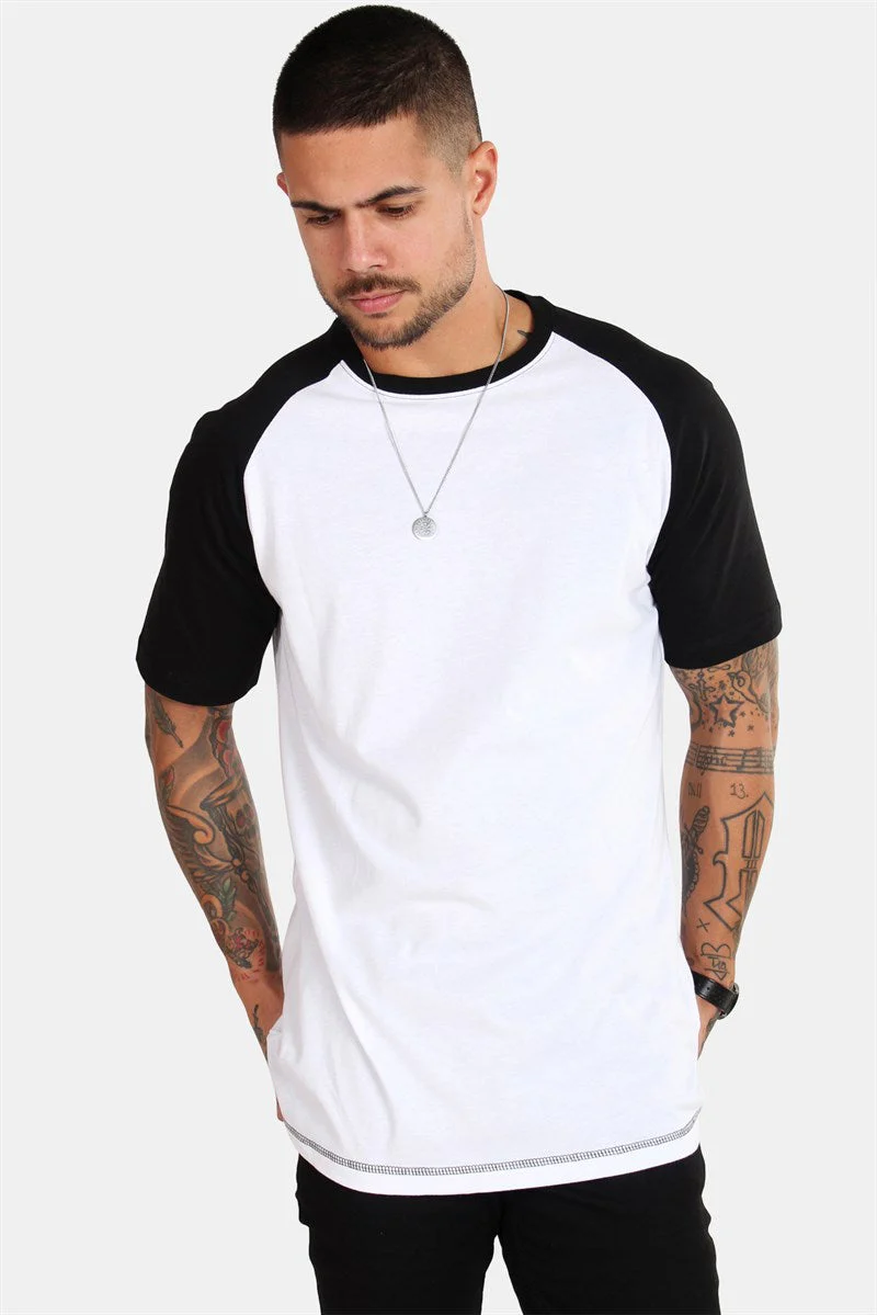 Basic Brand Raglan Tee White/Black – Image 2