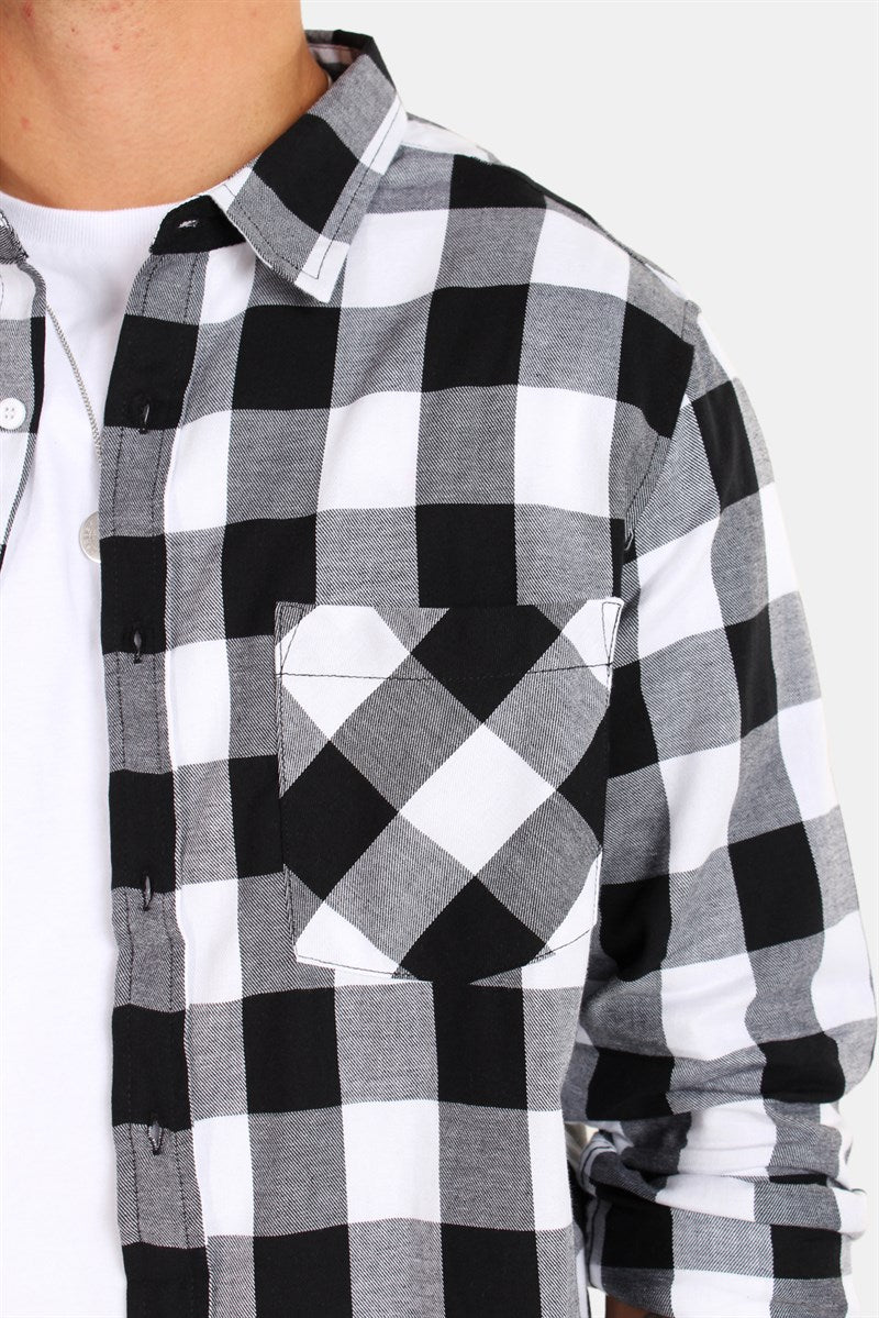 URBAN CLASSICS Checked Flanell Shirt Black/White – Image 4
