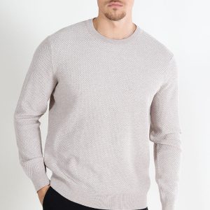 ONLY & SONS Morgan Regular Structure Crew Knit Silver Lining