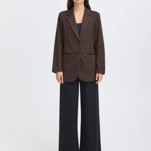 Veston Kate Oversize Jacquard Noir & Brun Herringbone Ichi