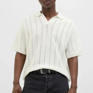 Jack & Jones Aros Knit Easter SS Crochet Polo Sea Salt