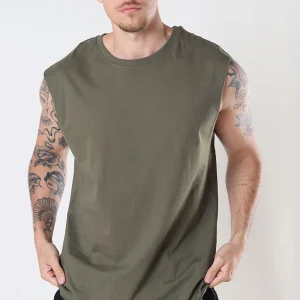 Urban Classics Open Edge Sleeveless Tee Olive