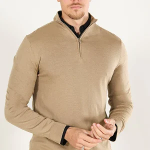 Selected Tray LS Merino Knit Half Zip Kelp