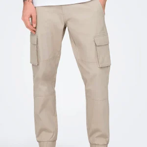 Only & Sons Cam Stage Cargo Cuff Pants Silver Lining