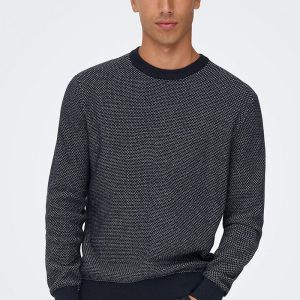 ONLY & SONS Morgan Regular Structure Crew Neck Navy Blazer