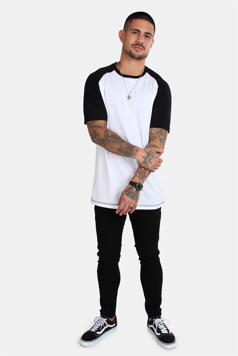 Basic Brand Raglan Tee White/Black – Image 6