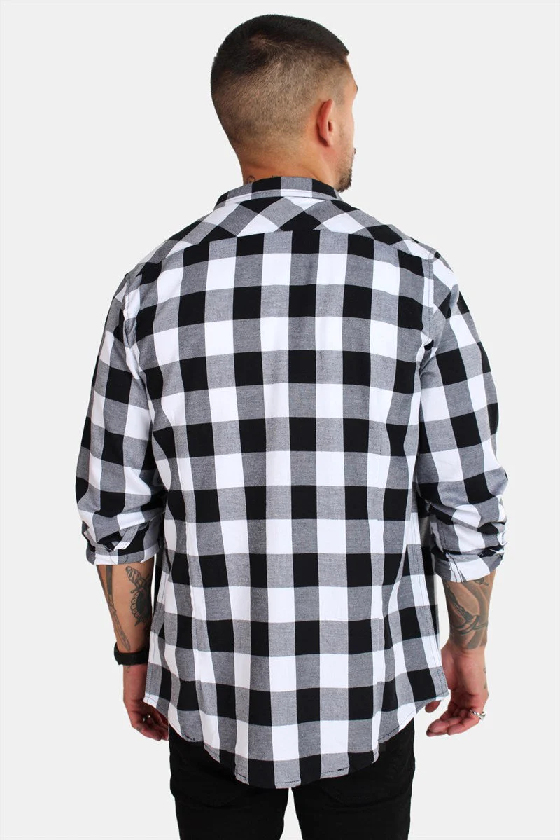URBAN CLASSICS Checked Flanell Shirt Black/White – Image 3