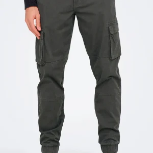 Only & Sons Cam Stage Cargo Cuff Pants Grey Pinstripe