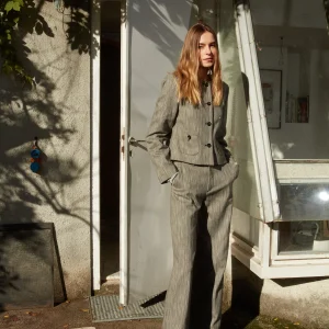 New York Studio women’s chino pants in rib knit with sequins wide leg