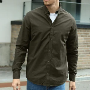 Solid Val Oxford Stretch Shirt LS Forest Night