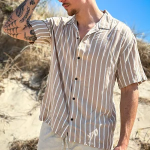 Jack & Jones Jeff Resort Stripe Shirt SS Crockery