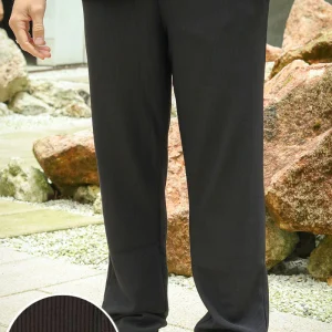 Selected Straight Plisse Trousers Black