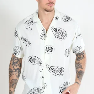 Jack & Jones Jeff Abstract Print Resort Shirt SS Cloud Dancer