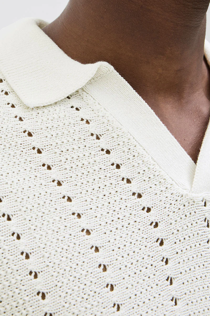 Jack & Jones Aros Knit Easter SS Crochet Polo Sea Salt – Image 6