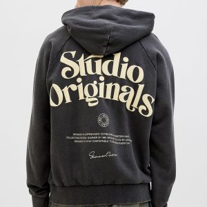 Jack & Jones Acapulco Typo Loose Fit Hoodie Black