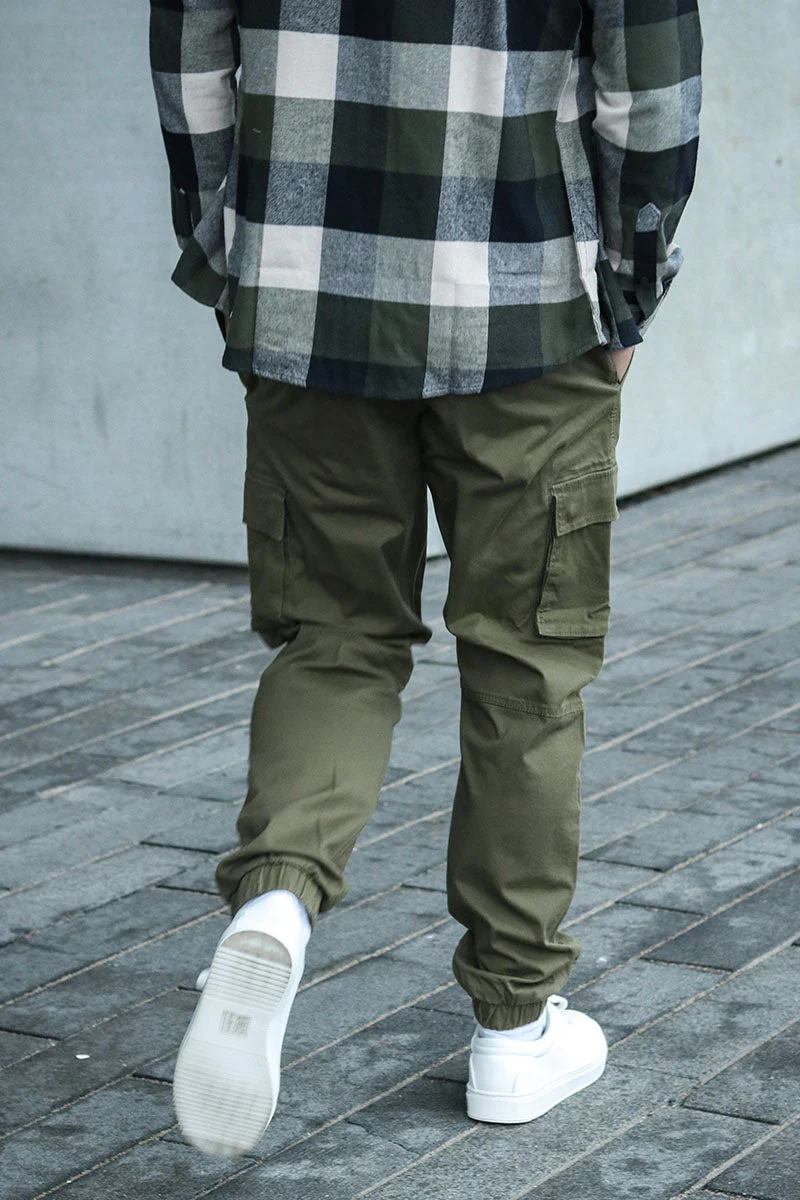 Only & Sons Cam Stage Cargo Cuff Pants Olive Night – Image 6