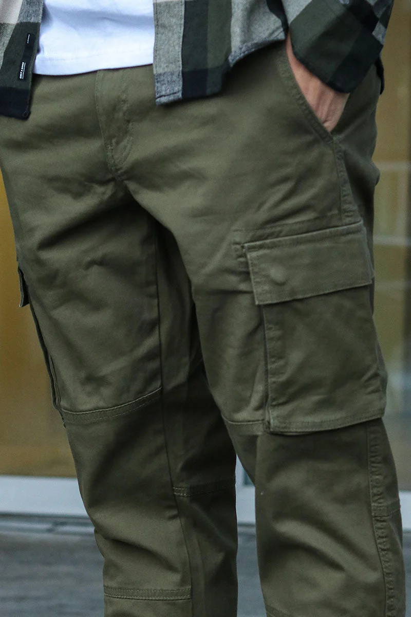 Only & Sons Cam Stage Cargo Cuff Pants Olive Night – Image 4