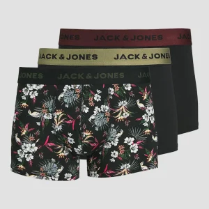 Jack & Jones Flower Microfiber 3 Pack Trunks Black