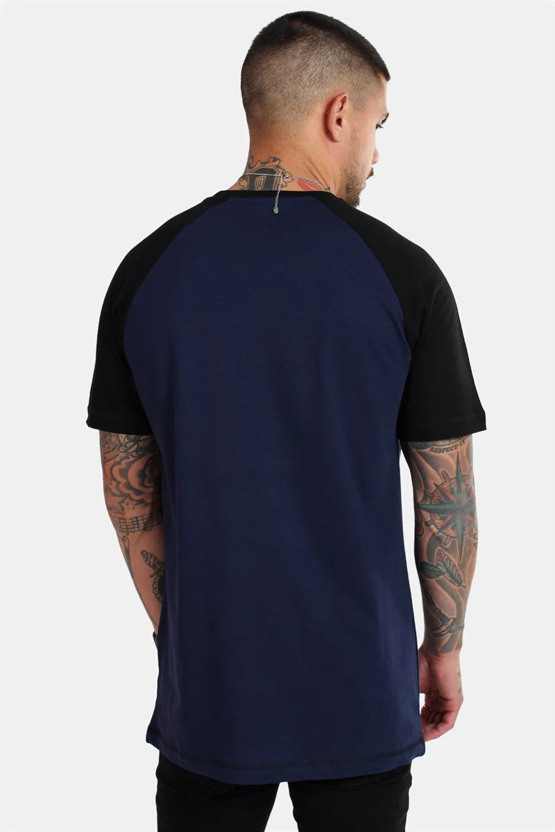 Basic Brand Raglan T-shirt Blue Navy/Black – Image 2