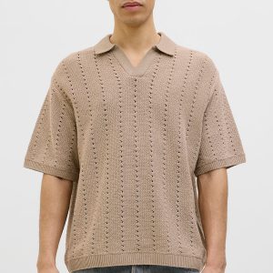 Jack & Jones Aros Knit Easter SS Crochet Polo Safari