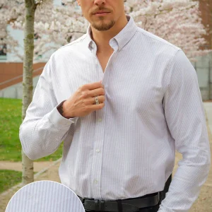 Clean Cut Copenhagen Oxford Stretch Stripe L/S Khaki Striped