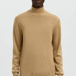 Selected Tray LS Merino Knit Roll Neck Kelp
