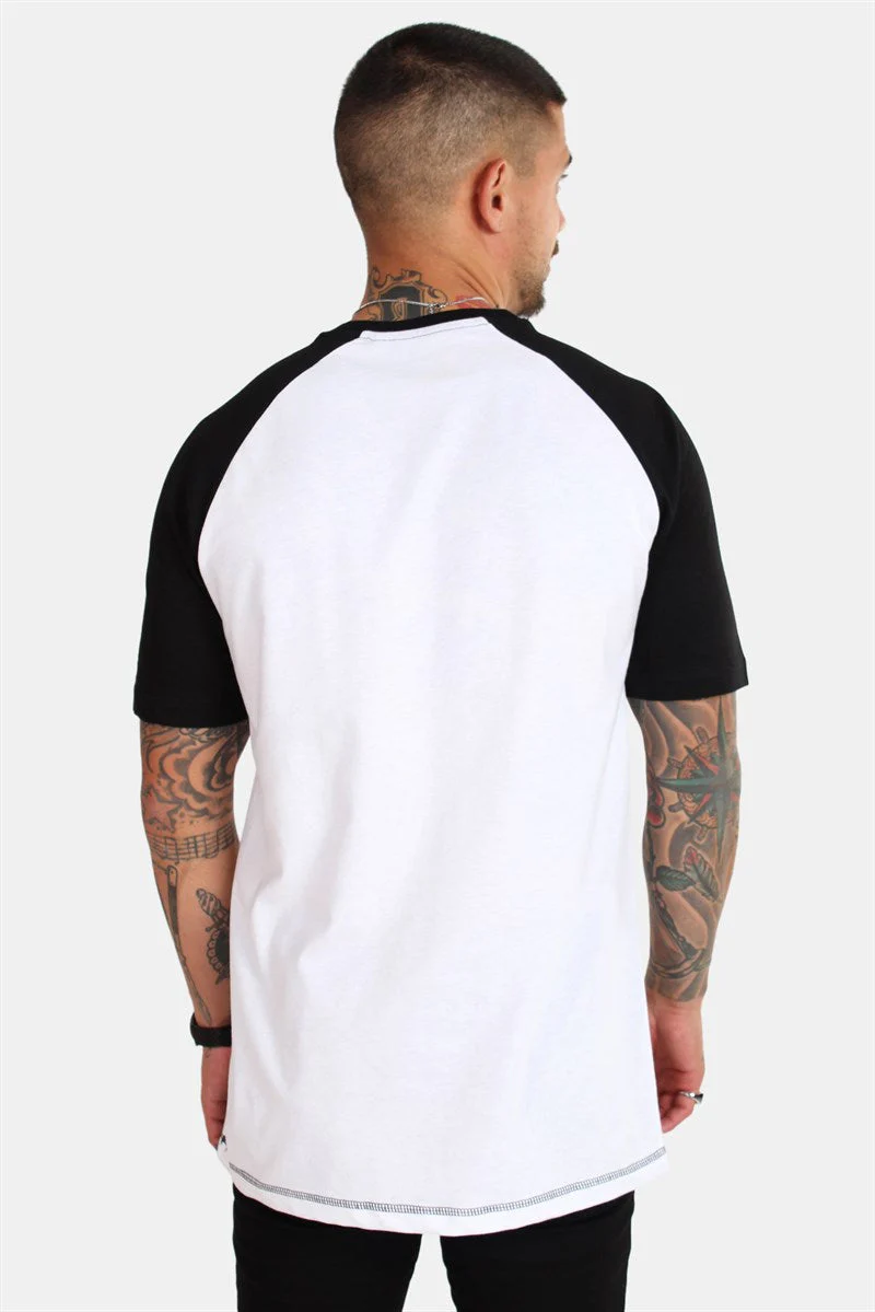 Basic Brand Raglan Tee White/Black – Image 4