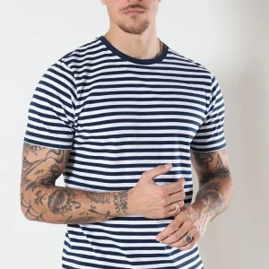 Basic Brand T-shirt Striped Navy/White