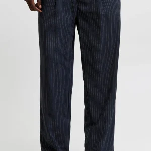 Jack & Jones Bill Bamford Pleated Relaxed Fit Chino Dark Navy Stripe