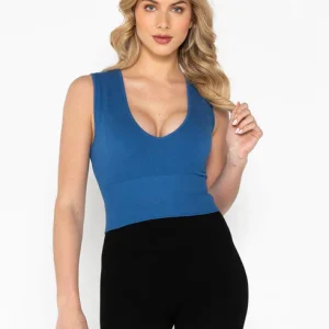 Bamboo Deep V Rib Capri Blue C'est Moi