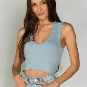 Bamboo Deep V Rib Light Blue C'est Moi