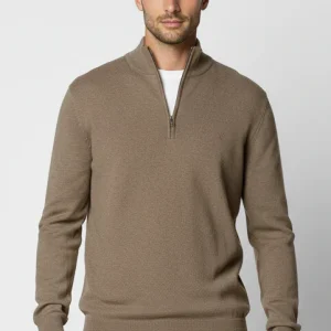 Clean Cut Copenhagen Claude half zip knit Dark beige melange
