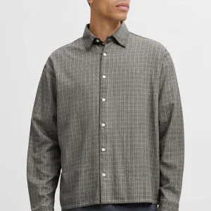 Jack & Jones Fade Overdyed Loose Fit LS Shirt Asphalt