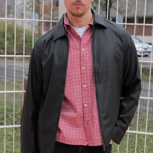 Jack & Jones Party PU Zip Overshirt Black