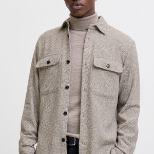 Jack & Jones Rayle Melange Solid LS Overshirt Ermine