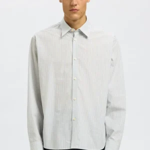 Selected Timben Stripe LS Poplin Shirt Cashmere Blue