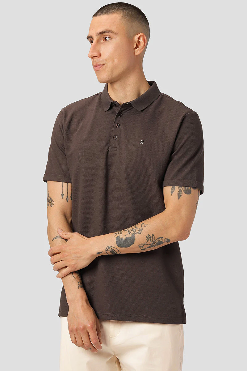 Clean Cut Copenhagen Silkeborg Stretch Polo Dark Brown – Image 2