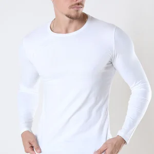 Basic Brand Muscle Fit LS T-shirt White