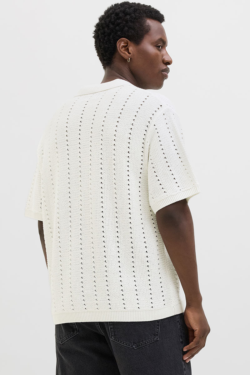 Jack & Jones Aros Knit Easter SS Crochet Polo Sea Salt – Image 7