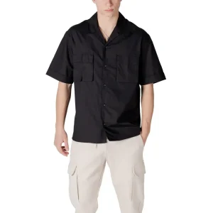 Antony Morato Black Short Sleeve V Neck Shirt with Pockets