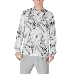 Antony Morato Mens White Floral Square Neck Long Classic Shirt