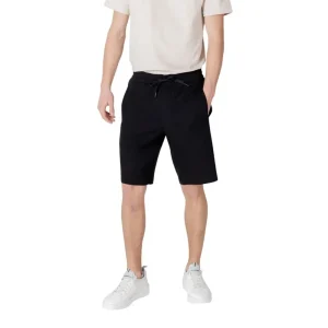 Armani Exchange - Short noir en coton mélangé avec lacets