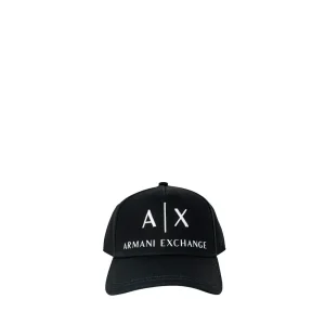 Armani Exchange Casquette en coton noir avec impression et boucle