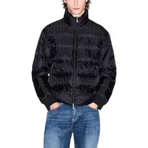 Armani Exchange - Veste à col roulé en polyamide noir pour hommes